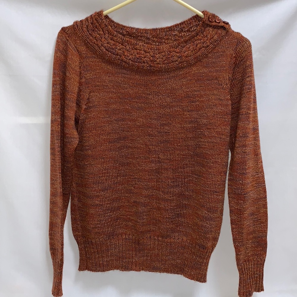 SOFT burnt orange scoop neck sweater. PM by Carolyn Taylor